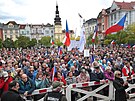 V Ostrav se selo odhadem kolem 1 000 demonstrant. (28. záí 2022)