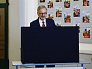 Premiér Petr Fiala volil v Brn. (23. záí 2022)