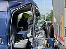Nehoda dvou aut zablokovala provoz na Jin spojce u Zbhlic (23. 9. 2022)