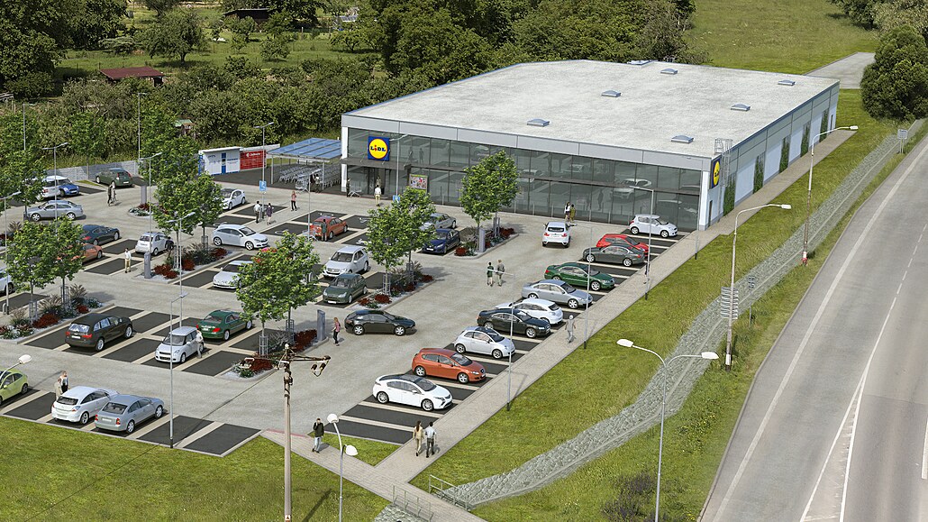 Budoucí podoba nové prodejny Lidl v Ti�nov� na Brn�nsku.
