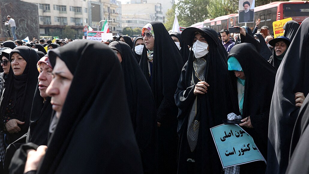 Příznivci íránské vlády se v reakci na protesty proti režimu sešli v Teheránu...