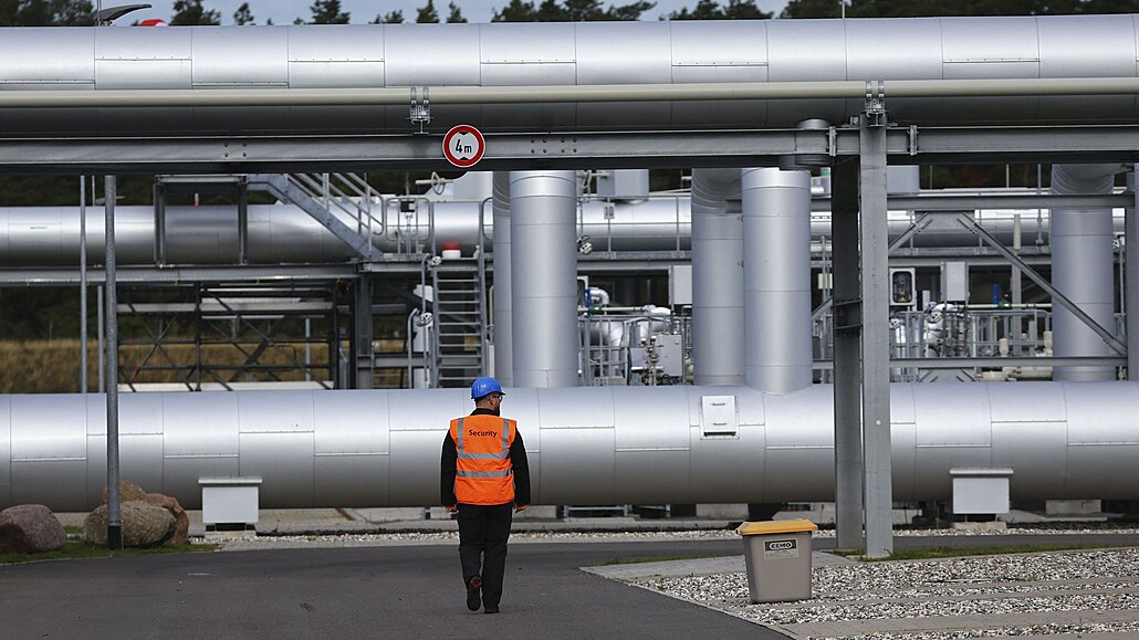 Spádová stanice plynovodu Nord Stream 2 v nmeckém Lubminu (záí 2022)