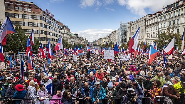Demonstrace Česká republika na 1. místě s názvem Nenásilná revoluce v Praze. (28. září 2022)