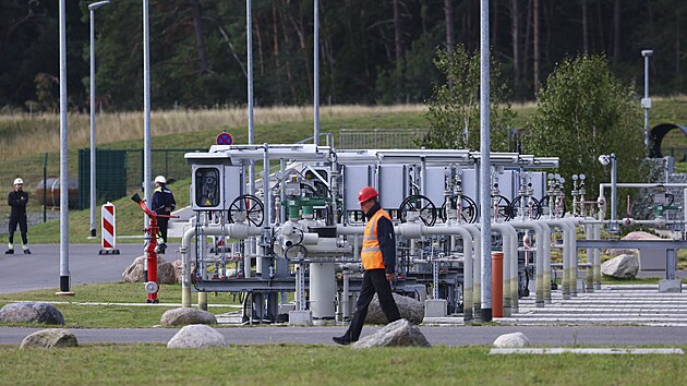 Spádová stanice plynovodu Nord Stream 2 v německém Lubminu (září 2022)