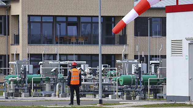 Spádová stanice plynovodu Nord Stream 2 v nmeckém Lubminu (záí 2022)