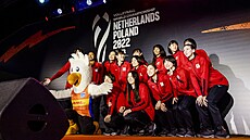 Japonské volejbalistky p�ed startem mistrovství sv�ta.
