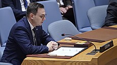 Český ministr zahraničí Jan Lipavský přednesl projev na zasedání Rady...