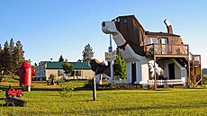 Hotel ve tvaru bígla v Cottonwood v americkém státě Idaho