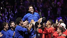 Roger Federer během své rozlučky na Laver Cupu.