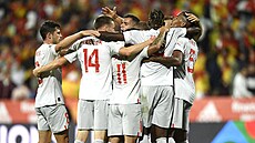 Fotbalisté �výcarska se radují z výhry proti �pan�lsku v Lize národ�.