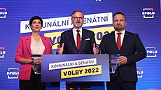 Petr Fiala hovoří na tiskové konferenci ve štábu koalice SPOLU. (24. září 2022) | na serveru Lidovky.cz | aktuální zprávy