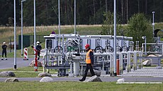 Spádová stanice plynovodu Nord Stream 2 v nmeckém Lubminu (záí 2022)
