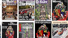 Titulní strany médií ve Velké Británii v úterý zaplnily fotografie z pohbu...