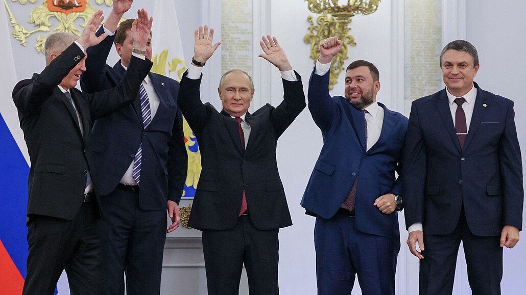 Ceremoniál k anexi ukrajinských území v Kremlu (30. září 2022)