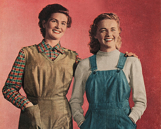 Pracovní obleky en z 50. let na stránkách asopisu ena a móda.
