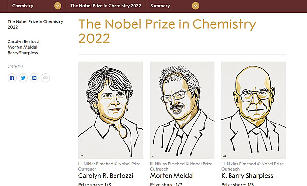 Nobelovu cena jde vědcům za stavbu molekul jako lego pomocí „click“ chemie