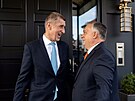Andrej Babi pivítal Viktora Orbána v Prhonicích u Prahy. (6. íjna 2022)