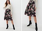 Velkou parádu ud�lá kv�tinová sukn� v midi délce a v lichotivém á�kovém st�ihu....