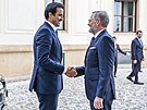 Premiér Petr Fiala a katarský emír Tamim bin Hamada Sání. (5. íjna 2022)