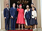 Dánská královna Margrethe II., korunní princ Frederik, korunní princezna Mary a...