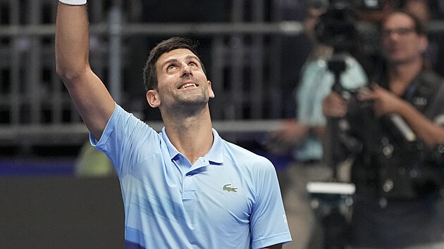 Novak Djokovič slaví postup do finále na turnaji v Tel Avivu.