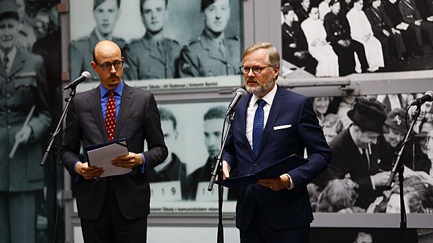 Do volebnho tbu SPOLU v Brn dorazil premir Petr Fiala. (1. jna 2022)