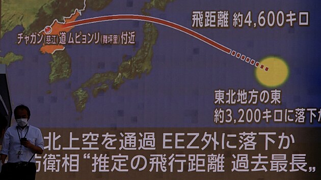 Japonsk mdia informovala o odplen balistickch stel Severn Koreou. (4. jna 2022)