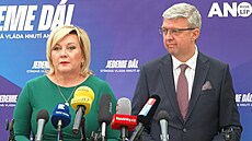 Šéfka poslanců ANO Alena Schillerová a místopředseda Sněmovny Karel Havlíček