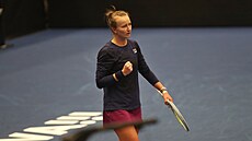 Barbora Krejíková se raduje ze zisku setu v semifinále turnaje v Ostrav.