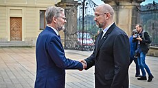 Premiér Petr Fiala a ukrajinský premiér Denys myhal. (6. íjna 2022)
