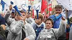 Demonstrace odborových svazů na Václavském náměstí. (8. října 2022)