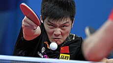 Čínský stolní tenista Fan Čen-tung ve finále mistrovství světa družstev