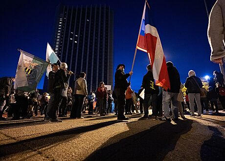 Proti chudob. Demonstranti v Saské Kamenici protestují proti nmecké...