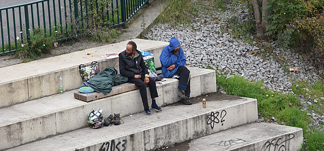 Bezdomovci v Plzni. (8. 10. 2022)