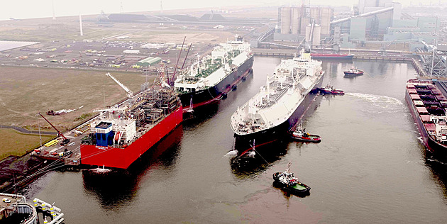 Eemshaven dosud odbavil 30 lodí s plynem pro Česko, většinu tvořily lodě z USA