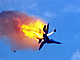 MiG-29 of the Russian Aerobatic Team after being hit by another MiG-29. Pilot...