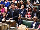 Britský ministr financí Jeremy Hunt promlouvá ped premiérkou Liz Trussovou v...