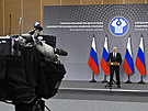 Ruský prezident Vladimir Putin pi projevu. (14. íjna 2022)