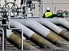 Zaízení plynovodu Nord Stream 1 v nmeckém Lubminu 8. bezna 2022