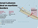 Libanon se s Izraelem dohodl na novém vymezení námoních hranic. Zelená linie...