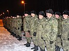 Rutí vojáci stojí nastoupení po píjezdu na cviení v Blorusku (18. ledna...