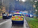 Nehoda dvou aut se �esti zran�n�mi u Hlinska (15. ��jna 2022).