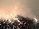 Fanouci Partizanu Blehrad  bhem utkání Konferenní ligy proti Kolínu nad...