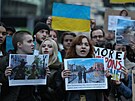 Na Václavském námstí se konal protest proti ruskému bombardování ukrajinských...