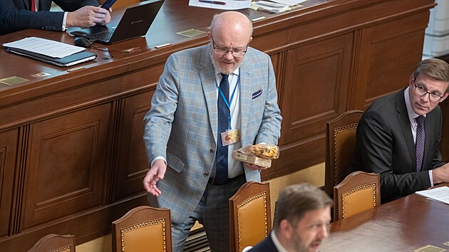 Na jednn Poslaneck snmovny pichz Vlastimil Vlek. (11. jna 2022)