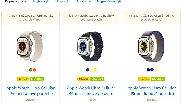 O2 podpora eSIM pro hodinky Apple Watch