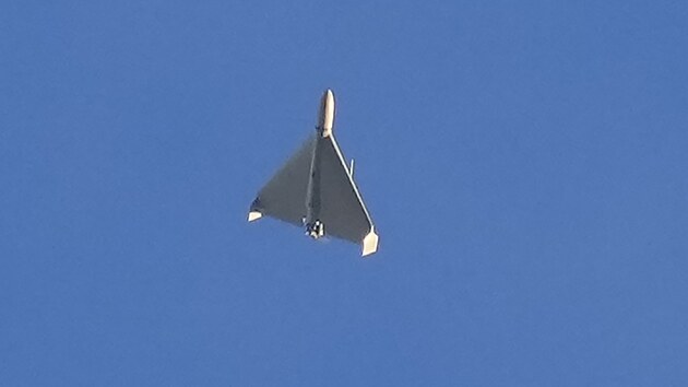 Jeden z dron� vid�n�ch pobl� Kyjeva (17. ��jna 2022)