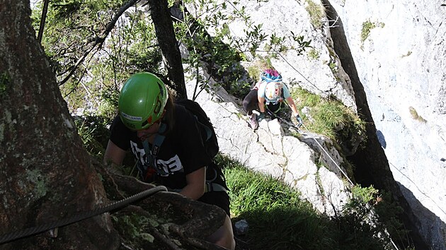 Ferrata Leadership je vhodn i pro zatenky. Po osvojen techniky se nezkuen lezec pomrn snadno dostane a na vrchol Predigstuhl.