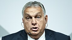 Berlín. Maarský premiér Viktor Orbán na diskuzi o ruské agresi na Ukrajin a...