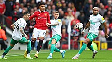 Jadon Sancho z Manchesteru United v obleení hrá Newcastlu.